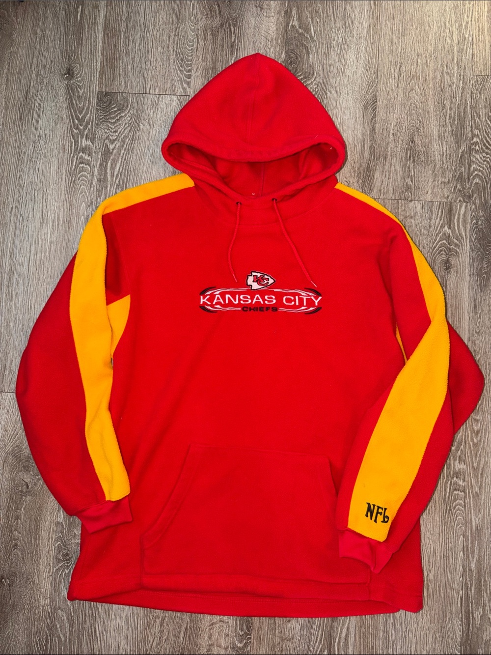 Vintage NFL fleece Red & Yellow Pullover Hoodie pullover sweater large chiefs